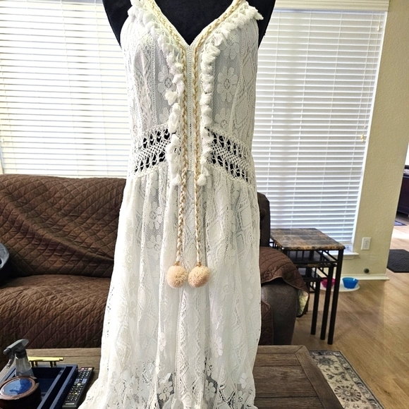 NWOT White Maxi Lace Sundress w adjustable Spaghetti Straps 2XL White - Picture 4 of 16
